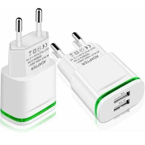Chargeur Prise USB Secteur, 2-Pack 2.1A 5V 2 Ports Adaptateur Alimentation Universel LED Replacement for iPhone 11 XR X XS Max 8 7 6 6S Plus 5S, Samsung Galaxy/Note, Pad, Xiaomi Telephone