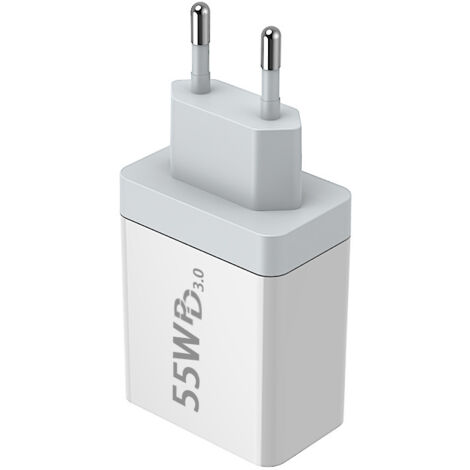 Chargeur rapide 55W multi-port prise européenne, double PD 20W et double USB 3.1A à quatre sorties pour appareils mobiles