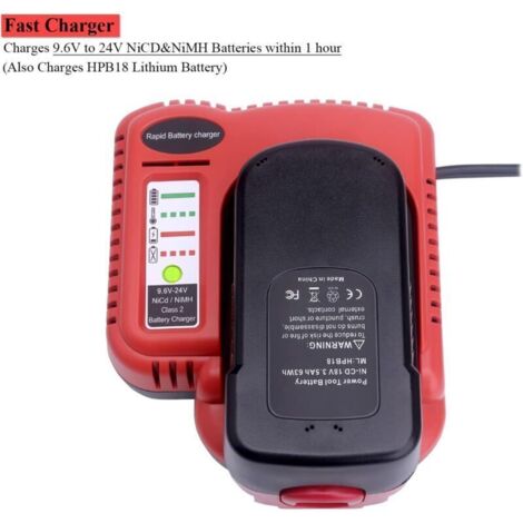Chargeur rapide compatible Black & Decker HPB18-OPE HPB14 HPB12 HPB96 BDCCN24 BDFC240 pour batteries 9,6 V à 24 V NiCad/NiMh