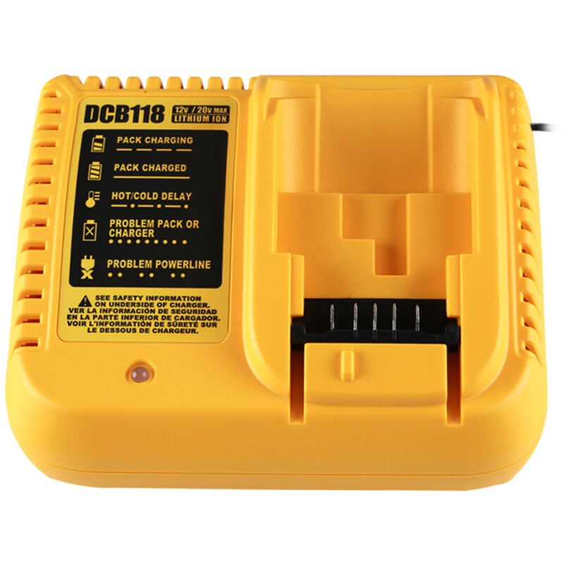 Chargeur rapide de remplacement DCB118 pour batterie Dewalt 20V MAX compatible avec les batteries Dewalt DCB205, DCB204, DCB206, DCB200, DCB201, et