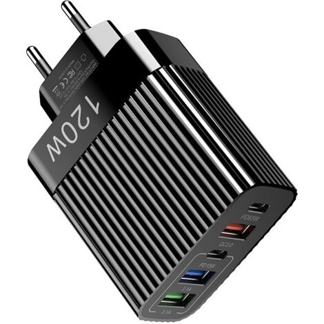 Chargeur rapide multi-port 120W prise européenne, nouvel adaptateur à plusieurs sorties USB pour smartphone