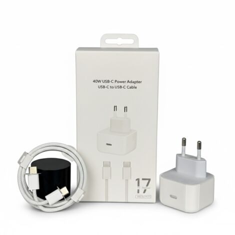 Chargeur rapide PD 40 W, compatible avec les iPhone et iPad d'Apple, kit de charge rapide universel + câble de données de 1 m