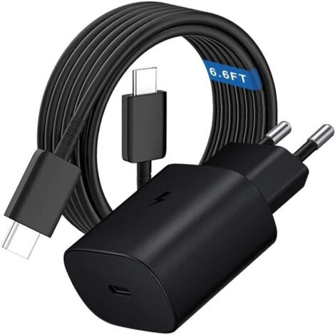 Chargeur Rapide USB C 25W avec 2M Câble pour Samsung Galaxy S23/S22 Ultra/S21 Plus/Note 20 Ultra/S20 FE,S20 Ultra,Z Fold3/4