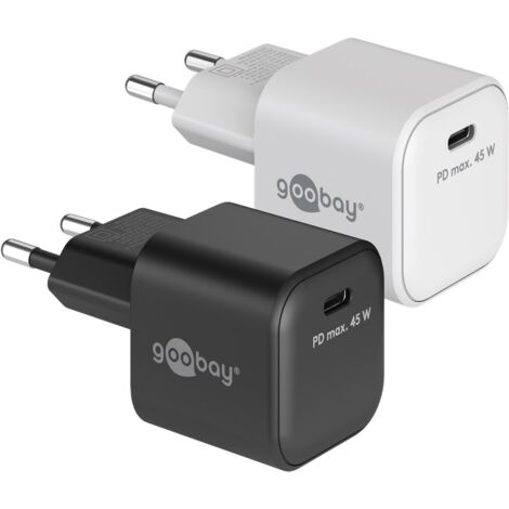 Chargeur Rapide USB-C™ PD GaN Nano (45 W) blanc, 1x port USB-C™ (Power Delivery). Version couleur blanc