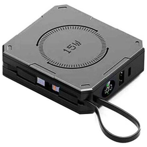 Chargeur Sans Fil Magnétique Compact 15 W 10 000 MAh Power Bank Multi-Appareils Charge Rapide Portable Noir 10 000 MAh