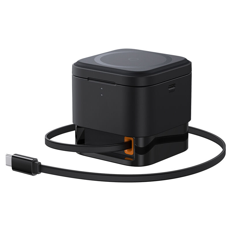 Chargeur sans fil MagSafe Qi 2 en 1 20 W avec câble USB-C rétractable, noir