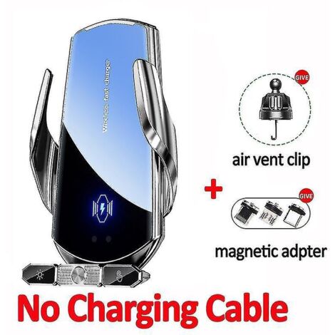 Chargeur sans fil pour voiture 120 W, support magnétique automatique pour téléphone, compatible avec iPhone 14, 13 et 11, Samsung et Xiaomi, charge rapide – sans câble, couleur argent