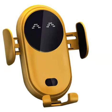 Chargeur sans fil pour voiture intelligente jaune et support de téléphone à capteur automatique - 1 pièce