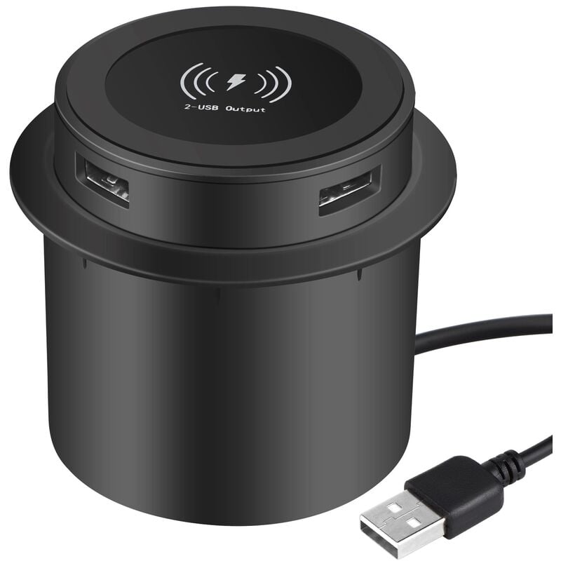 Ensoleille - Chargeur sans fil rapide intégré de bureau pop-up avec port usb