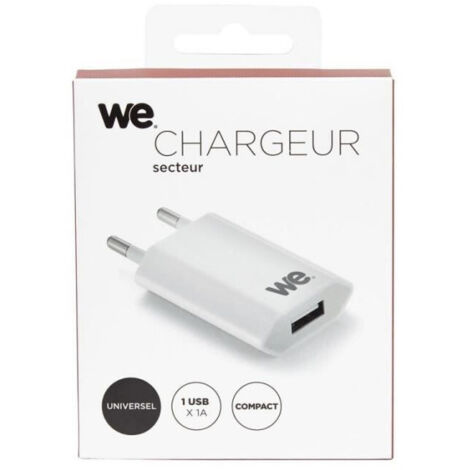 Chargeur secteur 1 USB 1A 5W - blanc