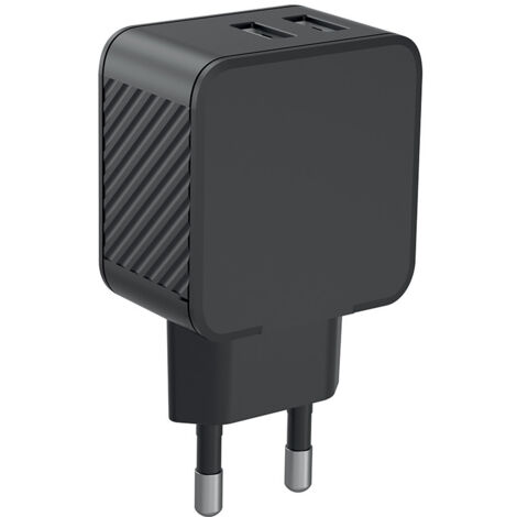 Chargeur secteur 2 USB-A 4,8A IC Smart-100% plastique recyclé - noir