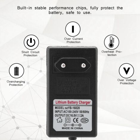 Chargeur Secteur AC 100-240V DC 16.8V 2A pour Batterie Lithium-ion - Sécurisé et Compatible UE