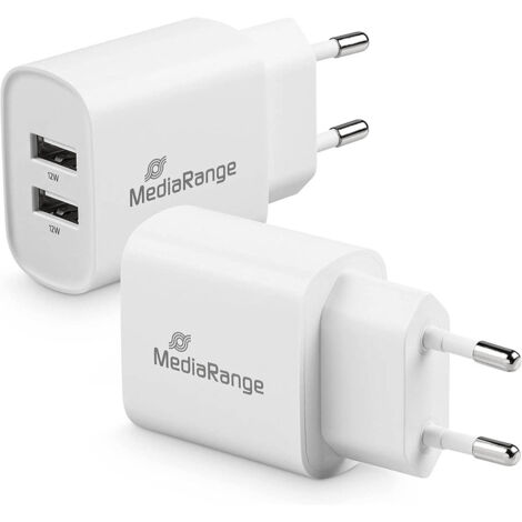 Chargeur Secteur Mediarange MRMA114 - 2xUSB - 12W - Blanc