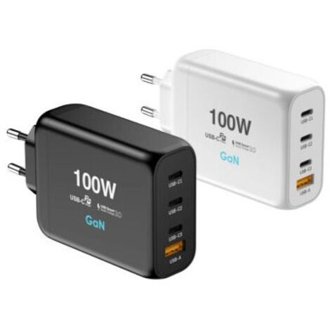 Chargeur secteur Urban Factory avec 1 port USB C 65W + 1 Port USB A 18 W Charge rapide Blanc