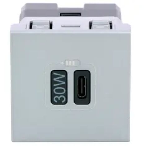 Chargeur simple USB Mosaic Type-C 3A 30W power delivery 2 modules alu LEGRAND 079385L