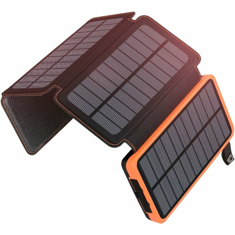 Groofoo - Chargeur Solaire 20000mAh Portable Batterie Externe avec 4 Panneaux Imperméable Power Bank avec 2 usb Outdoor Camping pour Téléphone