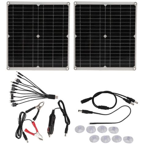Chargeur solaire 50 W pliable, panneau de charge monocristallin, alimentation de secours pour voiture, bateau et moto