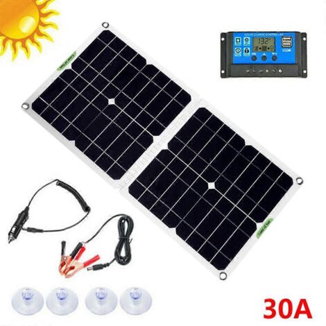 Chargeur Solaire Pliable 12V 5V USB avec Panneaux et Contrôleur 30A - Outil de Survie Énergétique