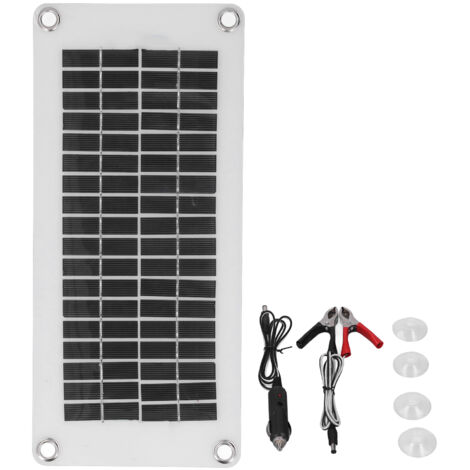 Chargeur Solaire Portable 10W 12V avec Contrôleur Intelligent pour Voiture, Camping-car et Batterie