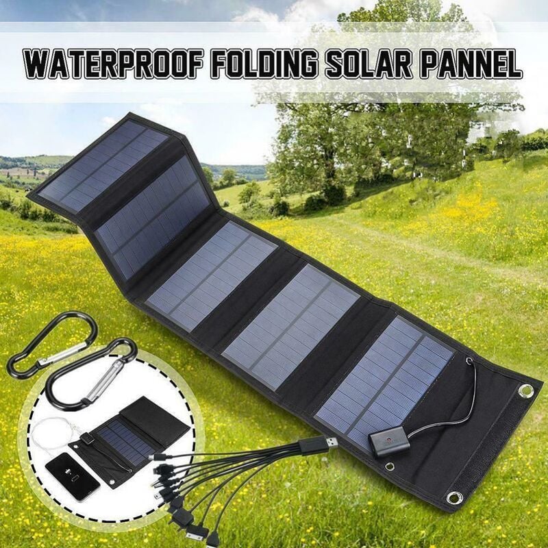 Chargeur Solaire Portable Étanche IPX4 30W avec Port usb QC3.0 et Sortie 5V - Power Bank pour Camping