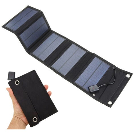Chargeur solaire USB 5V 15W Cellule solaire portable Chargeurs de batterie solaires étanches Panneau solaire USB Power Bank avec 5 panneaux solaires de charge pour téléphone pour la randonnée Camping 