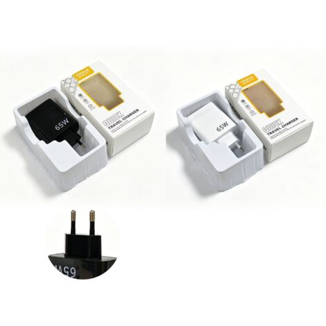 Chargeur téléphone 65W multi-port prise UE, adaptateur rapide 5 sorties USB+Type-C -blanc