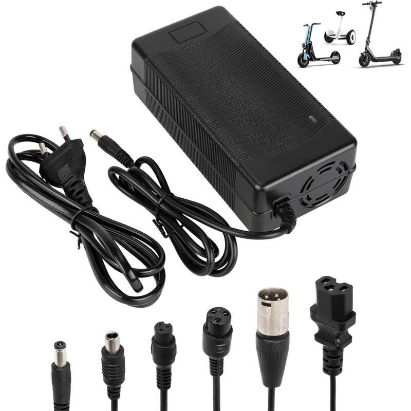 Chargeur Trotinette Electrique,54,6V 2A Chargeur Hoverboard, Chargeur Universel pour Batterie Lithium 48V avec 6 Connecteurs,Charge Rapide pour