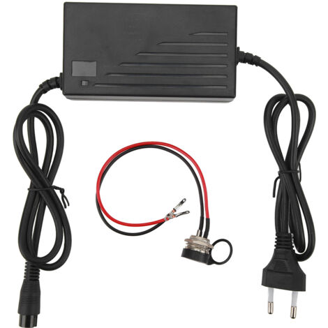 Chargeur universel 29,4V 1,6A pour batterie vélo électrique et scooter, avec connecteur aviation et entrée 100-240V EU.