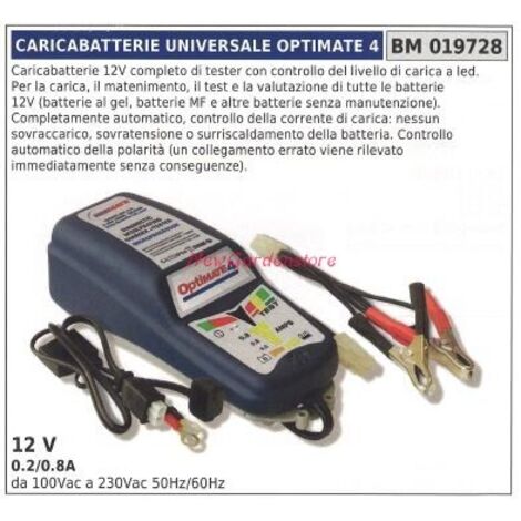 Chargeur universel optimate 4 12V complet avec testeur 0.2/0.8A 019728