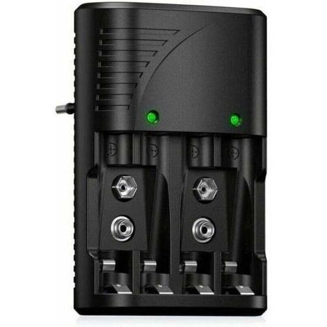 Chargeur universel pour piles AA/AAA/9 V, chargeur rapide 6802 pour piles rechargeables Ni-MH AA/AAA ou 9 V, avec indicateur LED, tension universelle