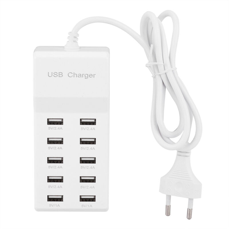 Chargeur usb 10 Ports 5V, Charge Rapide Intelligente pour Téléphone Portable, Chargeur usb Portable pour Voyage (Prise ue)