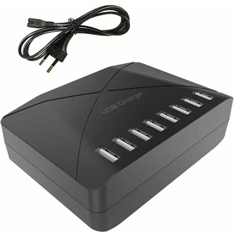 Chargeur USB 40 W, multi-USB à 8 ports, hub de charge avec détection intelligente, station de charge USB multi-ports, pour smartphones, tablettes et autres appareils