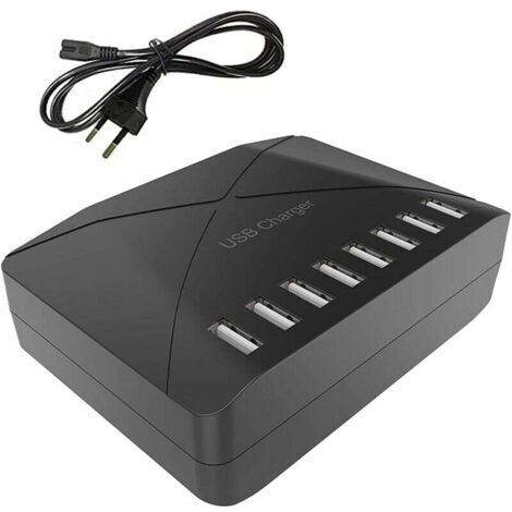 Chargeur USB 40 W, multi-USB à 8 ports, hub de charge avec détection intelligente, station de charge USB multi-ports, pour smartphones, tablettes et autres appareils