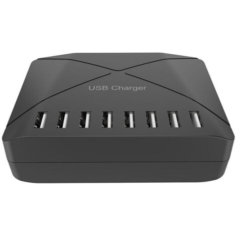 Chargeur USB 40 W, multi-USB à 8 ports, hub de charge avec détection intelligente, station de charge USB multi-ports, pour smartphones, tablettes et autres appareils