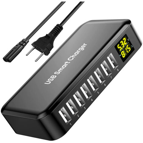 Chargeur USB, 8 ports, station de charge 40 W, écran LED, plusieurs appareils
