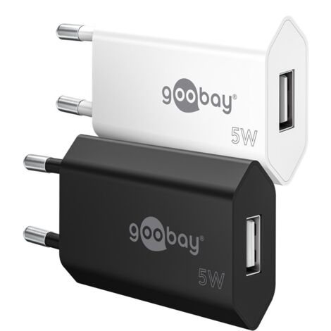 Chargeur USB-A (5 W) blanc, 1x port USB-A. Version couleur Blanc