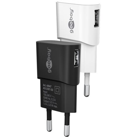 Chargeur USB-A (5 W) blanc, 1x port USB-A. Version couleur Blanc