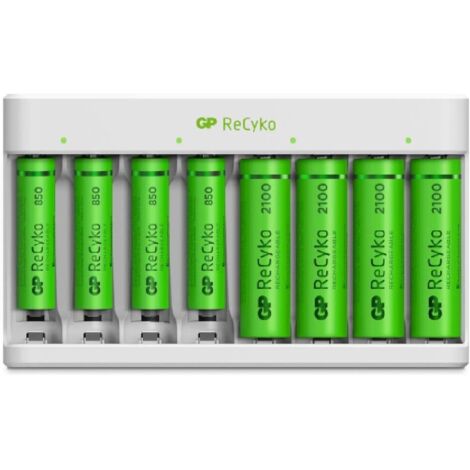 Chargeur USB avec 8 Piles AA Rechargeables NiMH - GP RECYKO