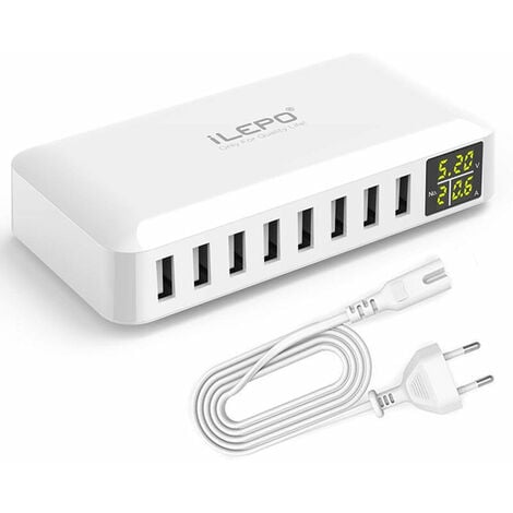 Station de chargement 10 A / 50 W à 6 ports USB et cloisons