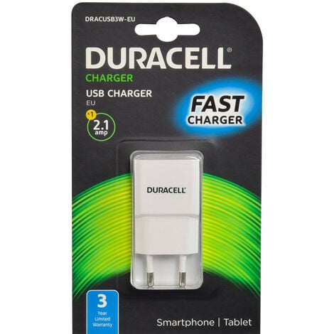 Chargeur USB duracell blanc 2,1A Blanc - Blanc