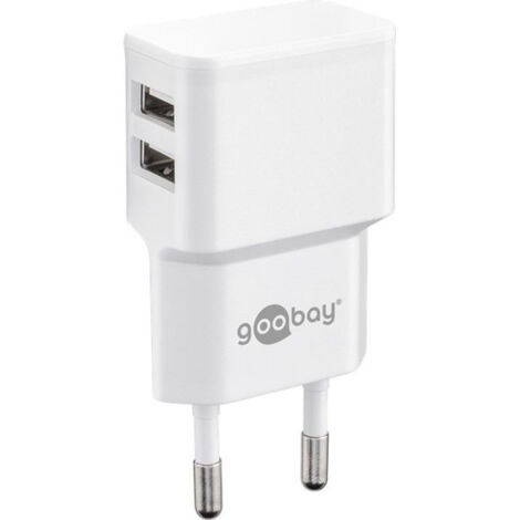 Chargeur USB GOOBAY 44952, double, 2,4 A, 12 W, blanc