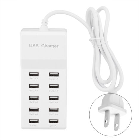 Chargeur USB Multifonction 5V 10 Ports Rapide pour Smartphones et Tablettes 100-240V