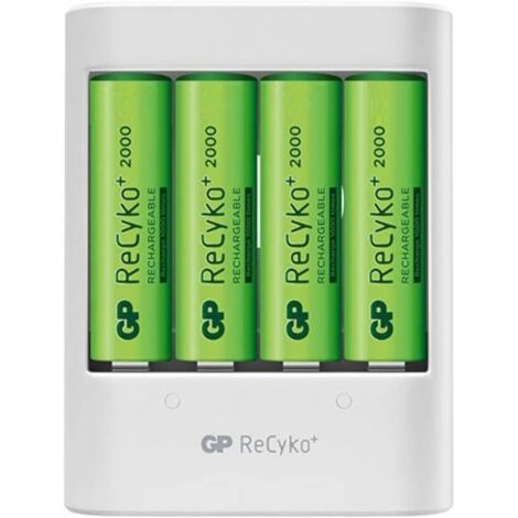 Chargeur USB Piles Rechargeables et 4 Piles AA NiMH - GP RECYKO