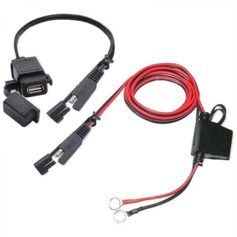 MSBD Chargeur USB pour Moto avec Adaptateur SAE - Câble USB Déconnexion Rapide - Port USB Étanche (2.1A)