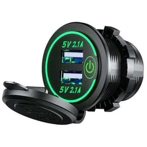 Chargeur USB pour voiture, prise USB 5V 4,2A, charge rapide avec affichage LED, étanche à l'eau et à la poussière