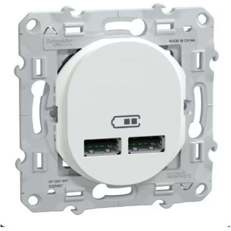 chargeur usb - type a+a - 10.5w - blanc - schneider electric s320407