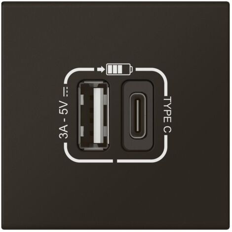 Chargeur USB Type-A + USB Type-C 3A 15W Mosaic Link 230V 2 modules noir mat LEGRAND 079193L
