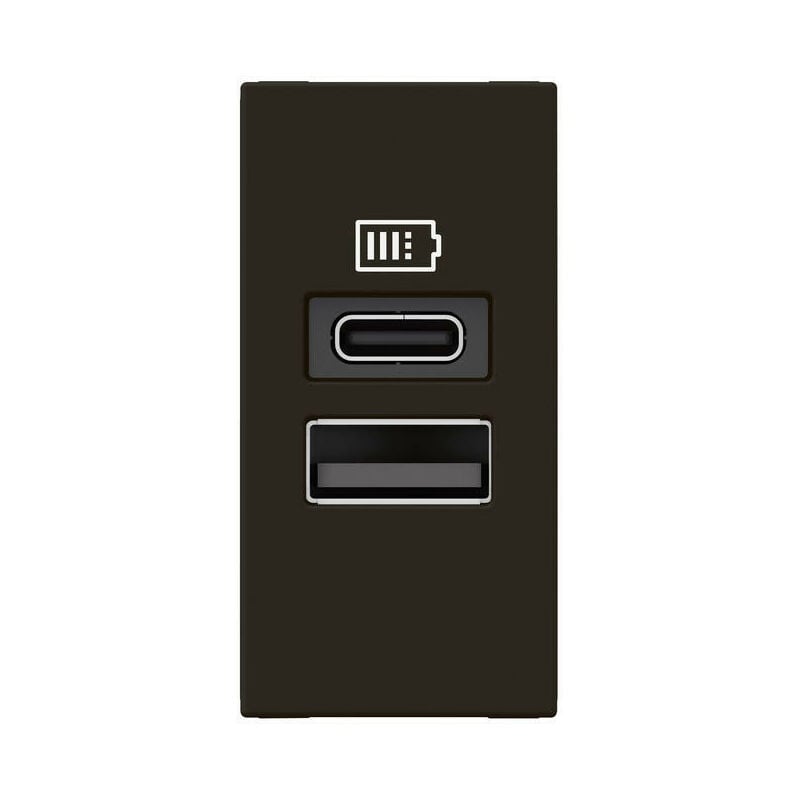 Chargeur usb Type-A+Type-C Mosaic - 2 modules noir pour support lcm (077672L)