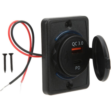 Chargeur Voiture Rapide 18W PD QC3.0, USB pour Auto et Camping-Car