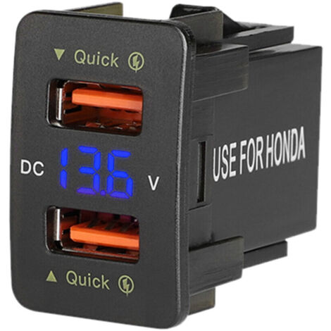 Chargeur voiture rapide 36W QC3.0 double USB étanche Bleu pour téléphone
